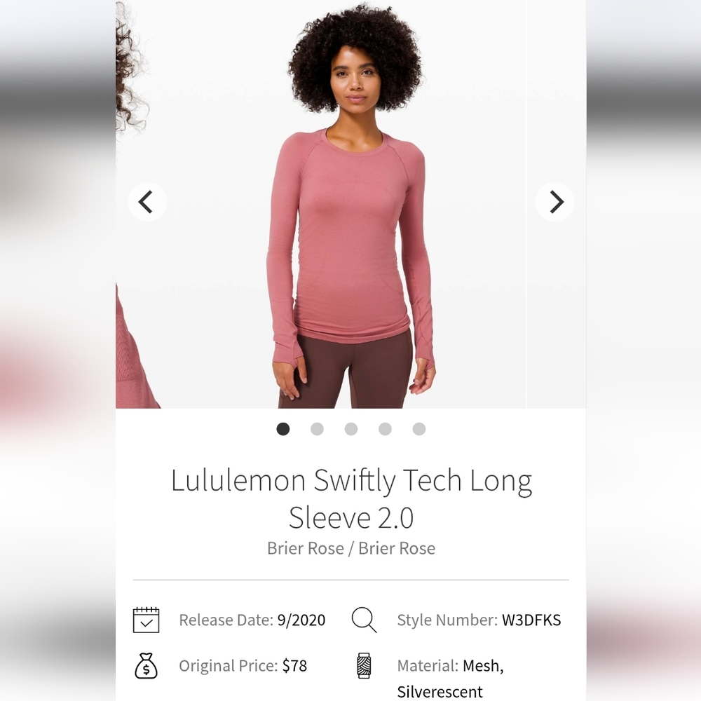 Lululemon Swiftly Long Sleeve Pink Size 8